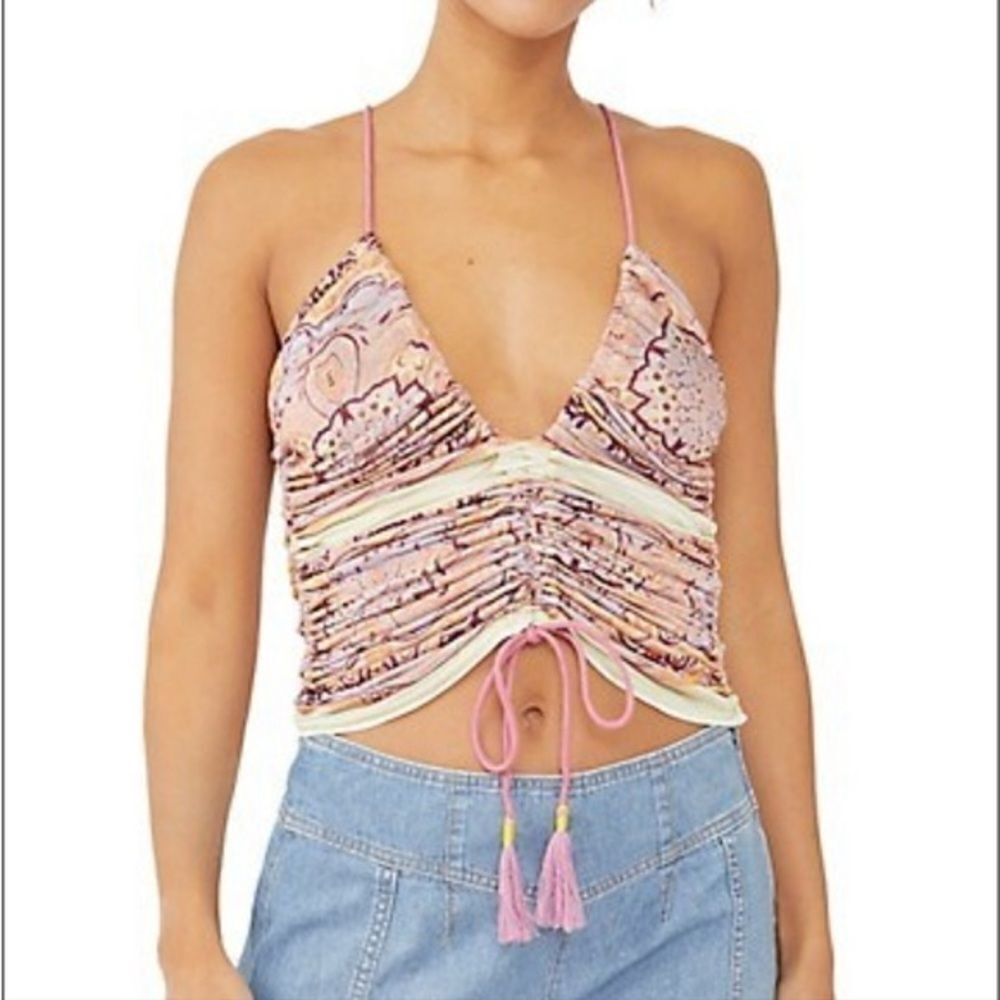NWOT- Free People-Cocktail Queen Printed boho Top-size Large